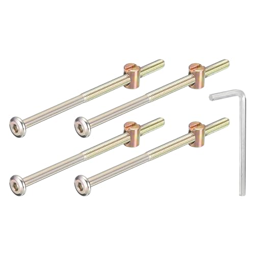 QUARKZMAN 4 Stück Sechskantschrauben Bolzen mit Fassmuttern, M6 x 110mm Sechskantmöbelbettbolzen mit Schraubenschlüssel für Stühle und Kinderbetten, bronzefarben QUARKZMAN 4 Stück Sechskantschrauben Bolzen mit Fassmuttern, M6 x 110mm Sechskantmöbelbettbolzen mit Schraubenschlüssel für Stühle und Kinderbetten, bronzefarben von QUARKZMAN