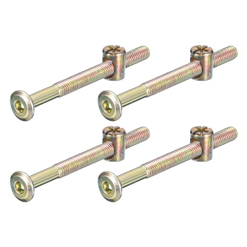 QUARKZMAN 4 Stück Sechskantschrauben Bolzen mit Fassmuttern, M6 x 70mm Sechskantmöbelbettbolzen mit Schraubenschlüssel für Stühle und Kinderbetten, bronzefarben QUARKZMAN 4 Stück Sechskantschrauben Bolzen mit Fassmuttern, M6 x 70mm Sechskantmöbelbettbolzen mit Schraubenschlüssel für Stühle und Kinderbetten, bronzefarben von QUARKZMAN