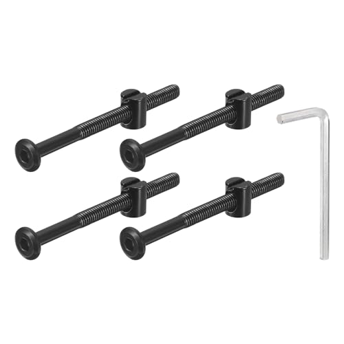 QUARKZMAN 4 Stück Sechskantschrauben Bolzen mit Fassmuttern, M6 x 75mm Sechskantmöbelbettbolzen mit Schraubenschlüssel für Stühle und Kinderbetten, Schwarz QUARKZMAN 4 Stück Sechskantschrauben Bolzen mit Fassmuttern, M6 x 75mm Sechskantmöbelbettbolzen mit Schraubenschlüssel für Stühle und Kinderbetten, Schwarz von QUARKZMAN