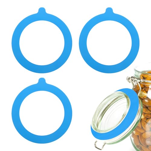 QUARKZMAN 4 Stück Silikon-Ersatzdichtung für Glasgläser, 3,7 Zoll OD Silikondichtungsringe luftdicht auslaufsicher Einmachglas-Dichtungsringe für Einmachglas-Glasdeckel, Blau QUARKZMAN 4 Stück Silikon-Ersatzdichtung für Glasgläser, 3,7 Zoll OD Silikondichtungsringe luftdicht auslaufsicher Einmachglas-Dichtungsringe für Einmachglas-Glasdeckel, Blau von QUARKZMAN