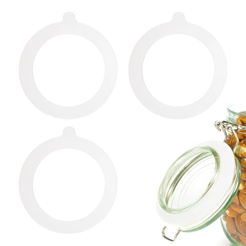 QUARKZMAN 4 Stück Silikon-Ersatzdichtung für Glasgläser, 3,7 Zoll OD Silikondichtungsringe luftdicht auslaufsicher Einmachglas-Dichtungsringe für Einmachglas-Glasdeckel, Weiß von QUARKZMAN
