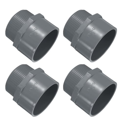 QUARKZMAN 4 Stück Union PVC Rohrfitting 2" Männlicher Adapter Gewindeverbinder Rohr Waschbecken Abflussadapter zum Verbinden von Rohren, Grau von QUARKZMAN