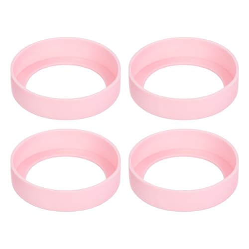 QUARKZMAN 4 Stück Wasserflaschenhülle, Schützende Silikonhülle mit Rutschfester Unterseite für Wasserflaschen Becher Thermobecher Rosarot (75mm) von QUARKZMAN
