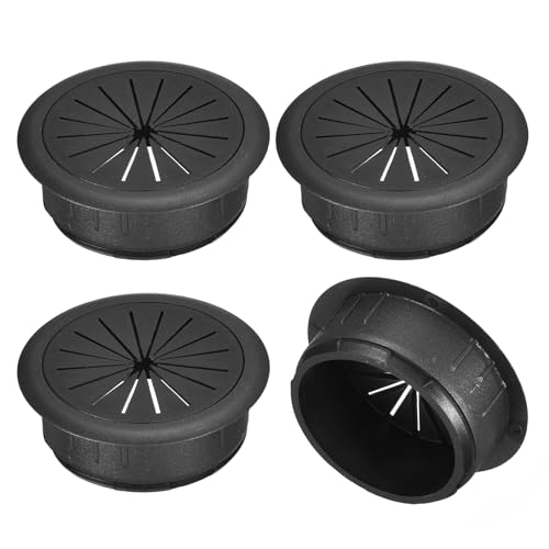 QUARKZMAN 4 Stück Kabellochabdeckung, 2 Zoll (50 mm) ABS-Schreibtisch-Kabel-Draht-Kabeltülle-Lochabdeckung für Büro-Computer-Schreibtisch-Draht-Organizer, Schwarz von QUARKZMAN