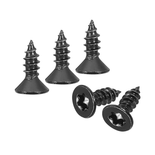 QUARKZMAN 40 Stück Flachkopf Torx Schrauben, M4 x 12mm Torx Holzschrauben 304 Edelstahl Senkkopfschrauben Selbstschneidende für T20 Bit für Holz, Zaun, Terrassendielen (Schwarz) von QUARKZMAN