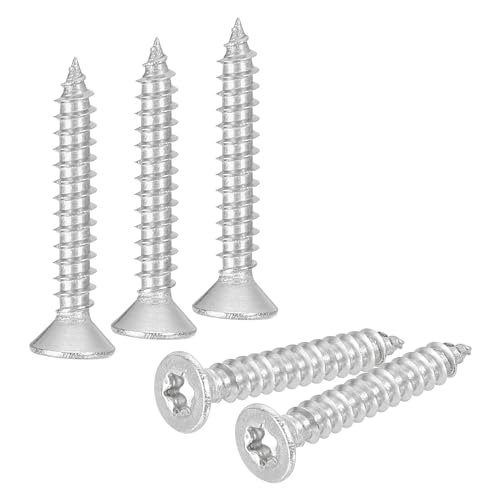 QUARKZMAN 40 Stück Senkkopf Torx Schrauben, M3 x 20mm Torx Holzschrauben, 304 Edelstahl Senkkopfschrauben Selbstschneidend, Passend für T10 Bit, für Holz, Zäune, Terrassen (Silber) von QUARKZMAN