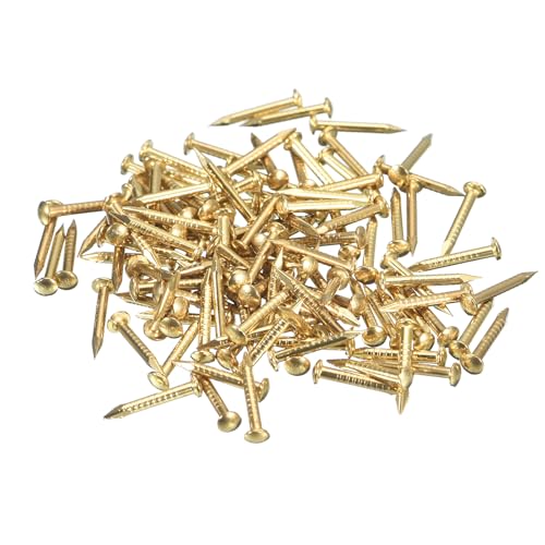QUARKZMAN 400 Stück Messingnägel 1,2mmx10mm(DxL) Winzige Messing Nägel Hardware Nägel Kleine Nägel für Holz DIY Dekorative Boxen Haushaltszubehör, Messing Ton von QUARKZMAN