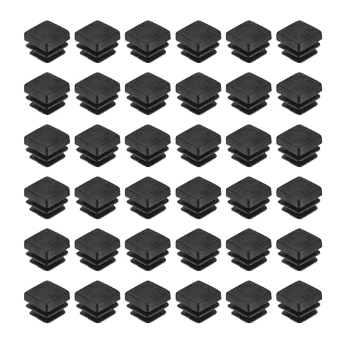 QUARKZMAN 48 Stück Lamellenstopfen für Vierkantrohre, 10x10mm Schwarz Quadratisch Stuhlbeinkappen, PE-Lamellenstopfen Rohrstopfen für 9mm Vierkantrohr Metallprodukte Stühle Regale von QUARKZMAN