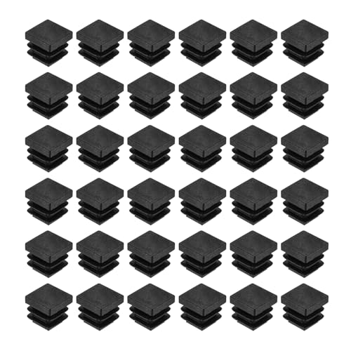 QUARKZMAN 48 Stück Lamellenstopfen für Vierkantrohre, 15.5x15.5mm Schwarz Quadratisch Stuhlbeinkappen, PE-Lamellenstopfen Rohrstopfen für 11-13mm Vierkantrohr Metallprodukte Stühle Regale von QUARKZMAN