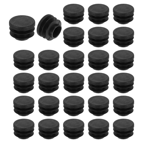 QUARKZMAN 48 Stück Runde Abdeckkappen, Schwarze Blindstopfen, Rohrabdeckung aus Polyethylen 16mm (0,63 Zoll) Möbelbeinrohr Einsatz Kunststoffkappen, Verschlusskappe für Stuhl Sofa Regal von QUARKZMAN