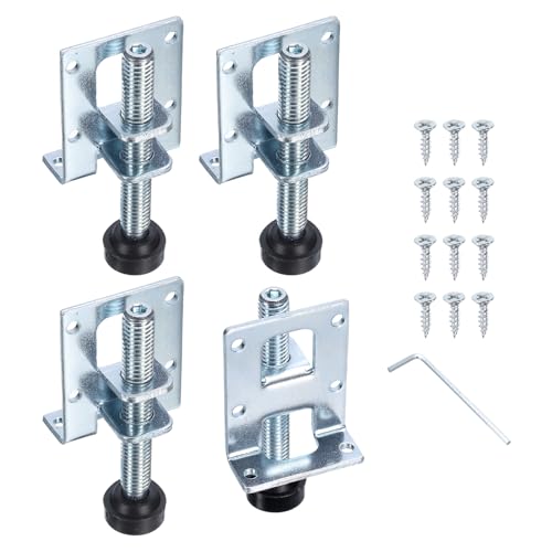 QUARKZMAN 4Pack Verstellbare Möbelausgleichsfüße, 3.15" Schwere Möbelausgleicher Metallmontagehalterungen Für Werkbank Schrank Kleiderschrank, Silber von QUARKZMAN