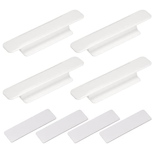 QUARKZMAN 4Pcs Selbstkleben Griffe Weiß Kunststoff selbstklebende Instant Schublade Griffe Ziehen für Bad Schrank Kleiderschrank Kommode Fenster (110mm/4,33" Länge) von QUARKZMAN