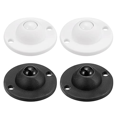 QUARKZMAN 4Stk Kleber Mini Laufräder Drehbar Universal Lenkrolle 360 Drehbare Kleberollen für Mülleimer Lagerboxen Möbel Mülleimer (Weiß Schwarz) von QUARKZMAN