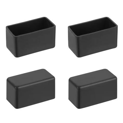 QUARKZMAN 4Stk Rechteck Stuhl Bein Grund Schoner 1" x 2" PVC Tisch Stuhl Bein Abdeckung für Schutz von Holz Fliesen Böden Reduziert Lärm Schwarz von QUARKZMAN