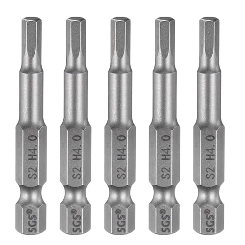 QUARKZMAN 4mm(H4.0) 50mm Lang HRC60±1 Härte Hex Bits, 5 Stück Hexagon Innensechskant Schraubendreher Bit Set 1/4" Magnetisch S2-Stahl key Hex Sechskant Bitsatz von QUARKZMAN