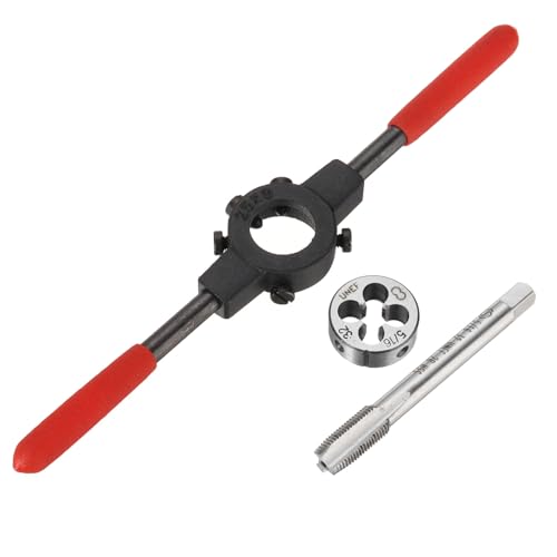 QUARKZMAN 5/16-32 UNEF Gewindebohrer und Schneideisen Set 25mm Gewindebohrer set mit Kunststoffgriff, Hochgeschwindigkeitsstahl-Maschinengewindebohrer und runde Schneidwerkzeug von QUARKZMAN