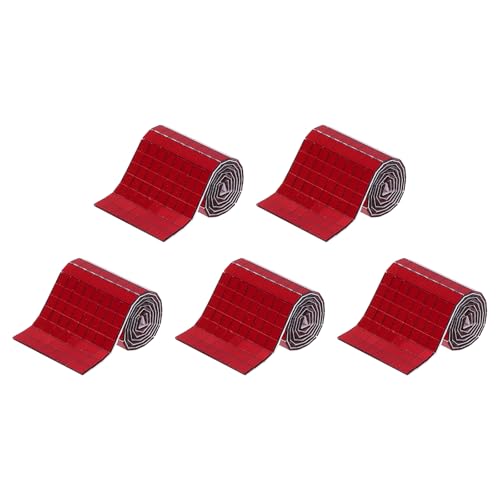 QUARKZMAN 5 Rollen 480 Stück Mosaikfliesen Selbstklebend Glas Spiegel Fliesen Weinrot Hochviskose Glatter Oberfläche Mini Spiegel 5x5mm für Disco Ball, DIY Handwerk, KTV Dekoration von QUARKZMAN