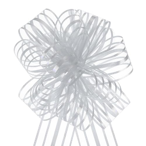 QUARKZMAN 5 Stück 10 cm Geschenkschleifen Organza Große Zug Schleife Metallic Geschenkverpackung Schleifenband Chiffon Garn Metallic Silber für Hochzeitskorb Geschenk Valentinstag QUARKZMAN 5 Stück 10 cm Geschenkschleifen Organza Große Zug Schleife Metallic Geschenkverpackung Schleifenband Chiffon Garn Metallic Silber für Hochzeitskorb Geschenk Valentinstag von QUARKZMAN