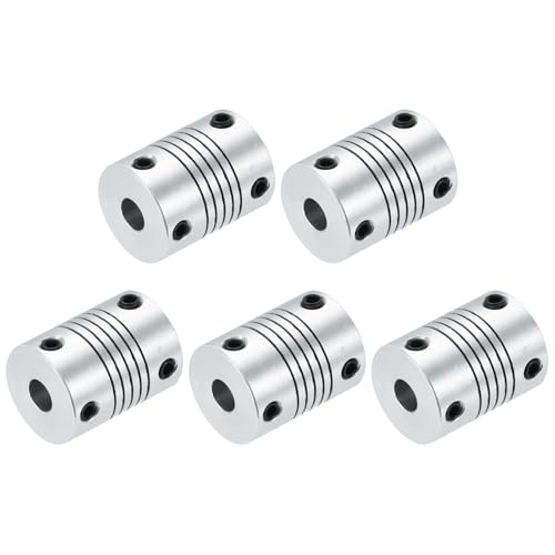 QUARKZMAN 5 Stück Flexible Kupplungen 6.35mm bis 6mm Aluminium Wellenkupplung L25xD19mm Klauenkupplung Schrittmotor Gelenkverbinder für 3D Drucker CNC Maschine DIY Encoder Motorwelle Silber QUARKZMAN 5 Stück Flexible Kupplungen 6.35mm bis 6mm Aluminium Wellenkupplung L25xD19mm Klauenkupplung Schrittmotor Gelenkverbinder für 3D Drucker CNC Maschine DIY Encoder Motorwelle Silber von QUARKZMAN