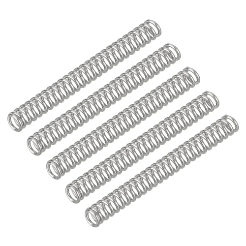 QUARKZMAN 5 Stück Druckfeder, 0.7 x 4 x 40 mm Druckfedern Feder Federn Zugfeder Zugfedern Spring Spiralfeder Spiralfedern Sprungfeder Stahlfeder 304 Edelstahl, Silber von QUARKZMAN