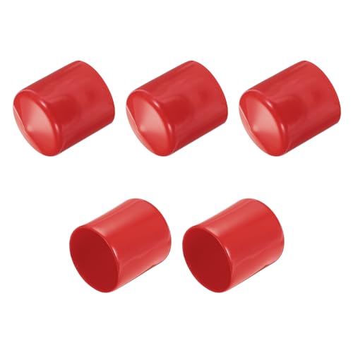 QUARKZMAN 5 Stück Gummi Endkappen 37 mm Kunststoffkappe Gummikappen Schutzkappen Abdeckung Fußkappen für Stuhlbeine Tischbeine Schrauben Bolzen Gewinde Metallstäbe Rohr Zaunpfosten Rot von QUARKZMAN