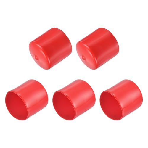 QUARKZMAN 5 Stück Gummi Endkappen 41 mm Kunststoffkappe Gummikappen Schutzkappen Abdeckung Fußkappen für Stuhlbeine Tischbeine Schrauben Bolzen Gewinde Metallstäbe Rohr Zaunpfosten Rot von QUARKZMAN