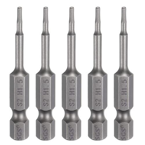 QUARKZMAN 1.5mm(H1.5) 50mm Lang HRC60±1 Härte Hex Bits, 5 Stück Hexagon Innensechskant Schraubendreher Bit Set 1/4" Magnetisch S2-Stahl key Hex Sechskant Bitsatz von QUARKZMAN