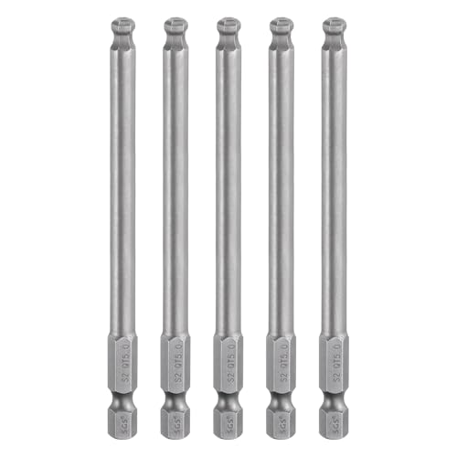 QUARKZMAN 5 Stück 5mm (H5,0) Kugelkopf Innensechskant Bit Set, 1/4 Zoll Sechskantschaft 100mm Lang Magnetische Industriestahl S2 Stahl Schraubendreher Bitsatz für Akkuschrauber Werkzeug von QUARKZMAN