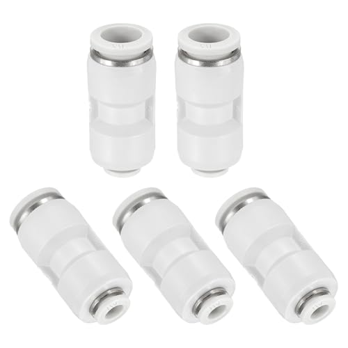 QUARKZMAN 5 Stück Push To Connect Fittings Reduzierung 1/2" Rohr Außendurchmesser x 1/4" Rohr Außendurchmesser Gerader Pneumatischer Schnellkuppler Für Wasser Öl Schlauchleitung Rohr Weiß von QUARKZMAN