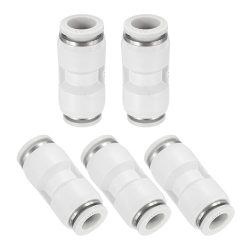 QUARKZMAN 5 Stück Push To Connect Fittings Reduzierung 1/2" Rohr Außendurchmesser x 3/8" Rohr Außendurchmesser Gerader Pneumatischer Schnellverbinder Für Wasser Öl Schlauchleitung Rohr Weiß von QUARKZMAN