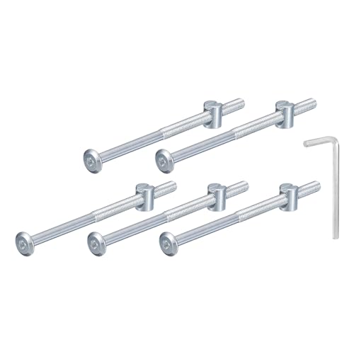 QUARKZMAN 5 Stück Sechskantschrauben Bolzen mit Fassmuttern, M6 x 110mm Sechskantmöbelbettbolzen mit Schraubenschlüssel für Stühle und Kinderbetten, Silber QUARKZMAN 5 Stück Sechskantschrauben Bolzen mit Fassmuttern, M6 x 110mm Sechskantmöbelbettbolzen mit Schraubenschlüssel für Stühle und Kinderbetten, Silber von QUARKZMAN