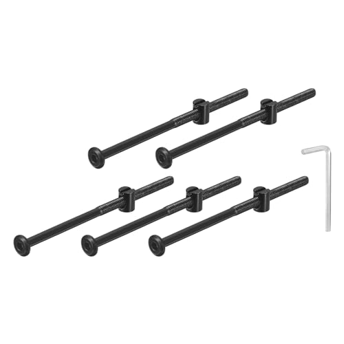 QUARKZMAN 5 Stück Sechskantschrauben Bolzen mit Fassmuttern, M6 x 120mm Sechskantmöbelbettbolzen mit Schraubenschlüssel für Stühle und Kinderbetten, Schwarz QUARKZMAN 5 Stück Sechskantschrauben Bolzen mit Fassmuttern, M6 x 120mm Sechskantmöbelbettbolzen mit Schraubenschlüssel für Stühle und Kinderbetten, Schwarz von QUARKZMAN