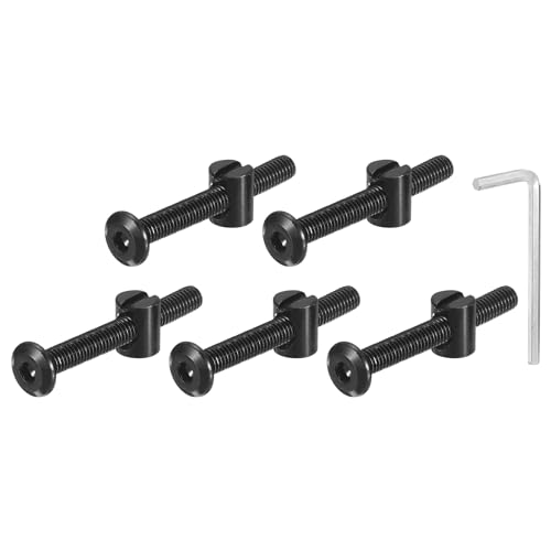 QUARKZMAN 5 Stück Sechskantschrauben Bolzen mit Fassmuttern, M6 x 55mm Sechskantmöbelbettbolzen mit Schraubenschlüssel für Stühle und Kinderbetten, Schwarz QUARKZMAN 5 Stück Sechskantschrauben Bolzen mit Fassmuttern, M6 x 55mm Sechskantmöbelbettbolzen mit Schraubenschlüssel für Stühle und Kinderbetten, Schwarz von QUARKZMAN