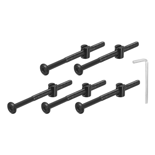 QUARKZMAN 5 Stück Sechskantschrauben Bolzen mit Fassmuttern, M6 x 85mm Sechskantmöbelbettbolzen mit Schraubenschlüssel für Stühle und Kinderbetten, Schwarz QUARKZMAN 5 Stück Sechskantschrauben Bolzen mit Fassmuttern, M6 x 85mm Sechskantmöbelbettbolzen mit Schraubenschlüssel für Stühle und Kinderbetten, Schwarz von QUARKZMAN