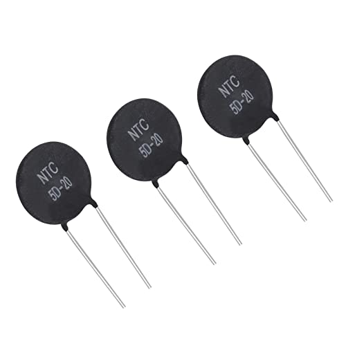 QUARKZMAN 3 Stück 5 Ohm Thermistor Widerstand NTC für Heizgeräte und Glühbirnen Spannung Stabilisator [Schwarz, Silberton] von QUARKZMAN