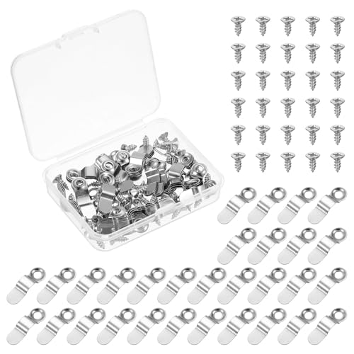 QUARKZMAN 50 Stück Bilderrahmen Drehknopf, Rahmenrückhaltebefestigungen mit 50 Stück Schrauben, Rahmenclips Hardware zum Aufhängen von Bildern Fotos Postern, Silber von QUARKZMAN