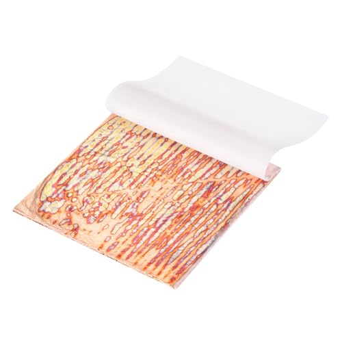 QUARKZMAN 50 Stück Blattgoldblätter 5,5" x 5,5" Imitationsgoldfolienblätter Buntbuch mit Muster für Basteln, Bilderrahmen, Nägel und DIY-Kunstdekoration, Kupferstreifen von QUARKZMAN
