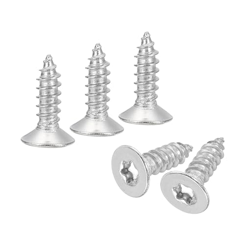 QUARKZMAN 50 Stück Flachkopf Torx Schrauben, M5 x 16mm Torx Holzschrauben, 304 Edelstahl Senkkopfschrauben, Selbstschneidend, Passend für T25 Bit, für Holz, Zäune, Terrassen (Silber) von QUARKZMAN