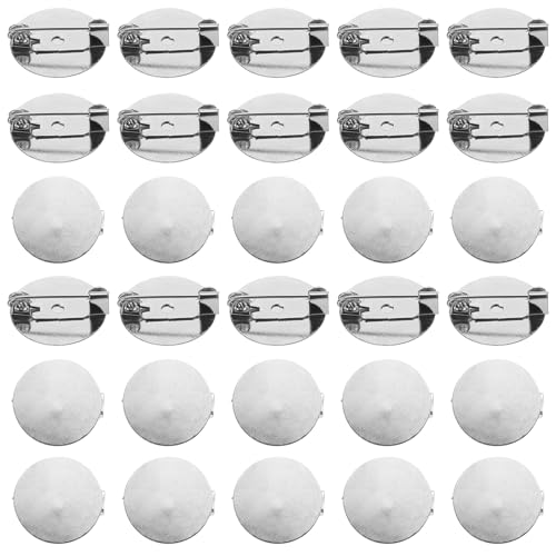 QUARKZMAN 50 Stück Silberne Broschenrohlinge Runde Tabletts mit Pin Metall Broschenverschluss Clip Pins Disc Basis für Anstecknadeln Namensschilder Tags DIY Handwerk (16mm/0,6") von QUARKZMAN