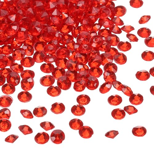 QUARKZMAN 5000 Stück Hochzeitstisch Konfetti Fake Kristalle Acryl Diamanten Strass Vasenfüller Edelsteine für Basteln, Party, Tischdekoration, Brautparty (Rot, 4,5mm) von QUARKZMAN