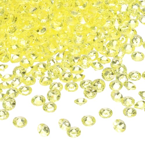 QUARKZMAN 5000 Stück Hochzeitstisch Konfetti Fake Kristalle Acryl Diamanten Strasssteine Vasenfüller Edelsteine für Basteln, Tischdekoration, Brautparty (Hellgelb, 4,5 mm) von QUARKZMAN