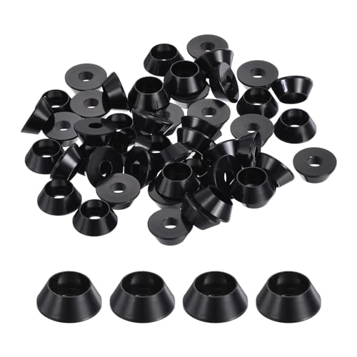 QUARKZMAN 50er Set M4 Konusbecher-Unterlegscheiben, eloxierte Aluminium-Dichtungen Kegel Senkkopf-Unterlegscheiben für Schraube RC/FPV/PC/Drone/Mechanische Zubehör-Modellteile (Schwarz) von QUARKZMAN