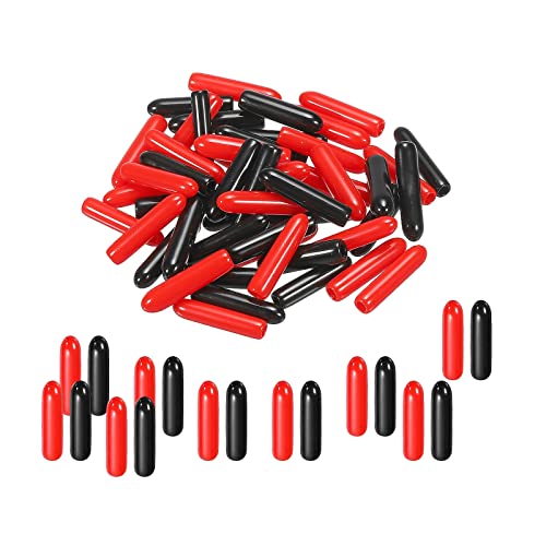 QUARKZMAN 50pcs Gummi Endkappen Abdeckung Sortiment 2mm Vinyl Schraubgewinde Schutz für Schraubschraube Schwarz Rot von QUARKZMAN