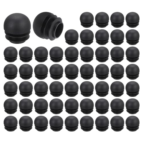 QUARKZMAN 56 Stück runde Lamellenstopfen, Schwarze Rohrstopfen, 22mm OD (0,87 Zoll) Rohrabdeckung aus hochwertigem Kunststoff, Schutzkappen für Stuhl, Sofa, Tisch, Regal von QUARKZMAN