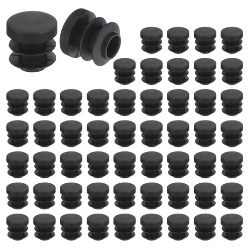 QUARKZMAN 56 Stück runde Rohrstopfen, Schwarze Lamellenstopfen, 16mm OD (0,63 Zoll) Rohrabdeckung aus hochwertigem Kunststoff, Schutzkappen für Stuhl, Sofa, Tisch, Regal von QUARKZMAN