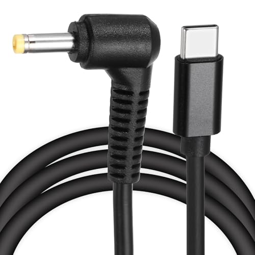 QUARKZMAN 5FT USB C zu DC PD Power Fast Charging Kabel, 4,0mm x 1,7mm 65W/12V DC Power Kabel, Typ C Eingang 3A Adapter Stecker Konverter Schreibtischlampe (Schwarz) von QUARKZMAN