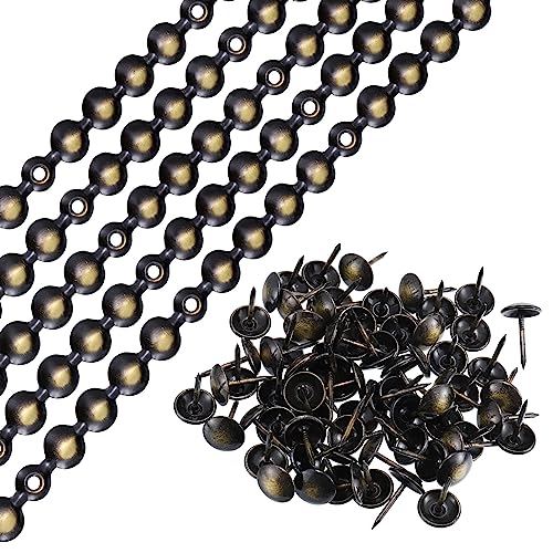 QUARKZMAN 5Stk Polsterstifte Streifen 1Meter Glänzend Dekorativ Nägel Zierleisten für Sofa Kopfteil Stuhl Möbel mit Polsternägel (11mm Schwarz-gold) von QUARKZMAN