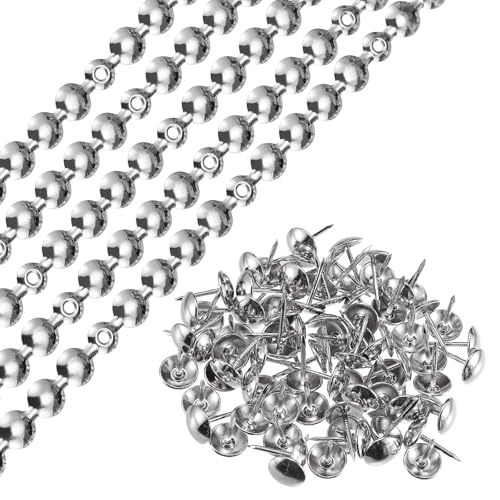 QUARKZMAN 5Stk Polsterstifte Streifen 1Meter Glänzend Dekorativ Nägel Zierleisten für Sofa Kopfteil Stuhl Möbel mit Polsternägel (11mm Silber) von QUARKZMAN