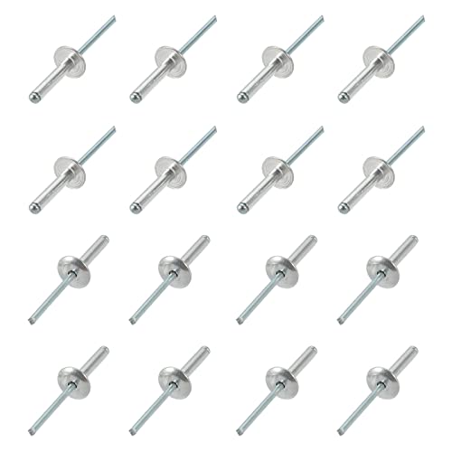 QUARKZMAN 5mm x 20mm Blindnieten x 20Pcs Aluminium Offenes Ende Großer Flansch Niet für Metall und Kunststoff und Leder [Silberton] von QUARKZMAN