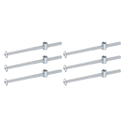 QUARKZMAN 6 Stück Bettgestellschrauben M6 x 110mm Innensechskantschrauben Fassungsmuttern Etagenbett Schrauben Möbelschrauben Mit Reiskopf Fassungsmutter Für Stühle Kinderbetten Silber von QUARKZMAN